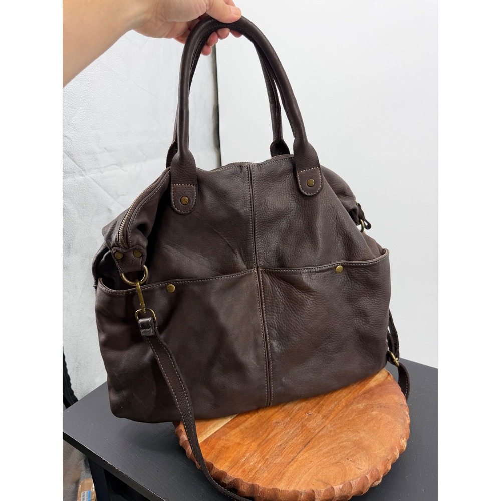 Vera Pelle Made in Italy Leather Satchel Bag Women Large Brown Crossbody Tote